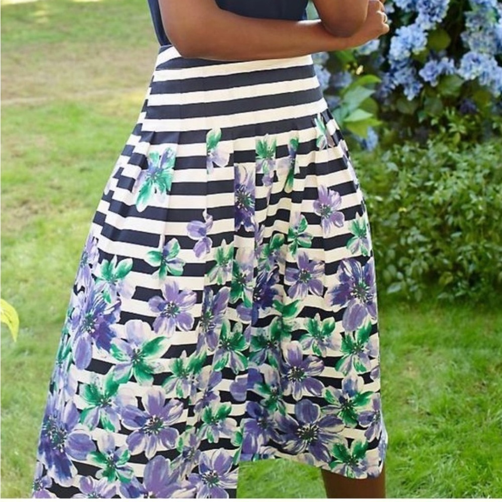 Talbots Striped Floral Skirt
